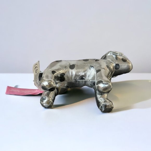 PINK Victoria Secret Metallic Silver & Black Polka Dot Stuffed Dog - Picture 5 of 5